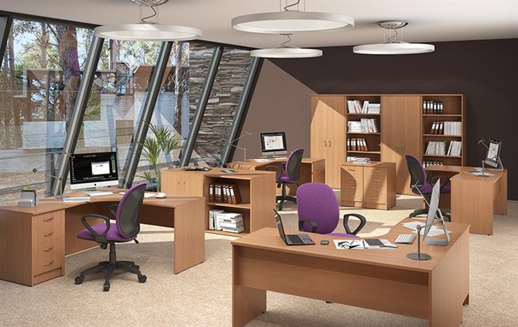 Офисный комплект мебели IMAGO три стола, 2 шкафа, стеллаж, тумба в Пскове - изображение 2